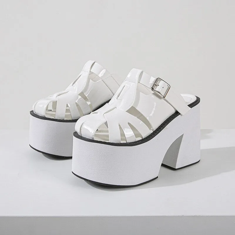 11CM Super High Heels Platform Slippers High Heel Slippers Walking Punk Pumps Fashion Wedges High Heels Platform Woman Shoes