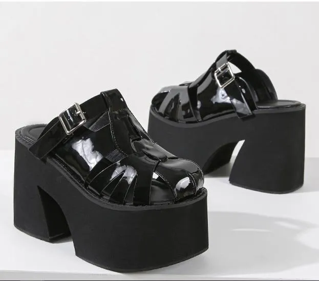 11CM Super High Heels Platform Slippers High Heel Slippers Walking Punk Pumps Fashion Wedges High Heels Platform Woman Shoes