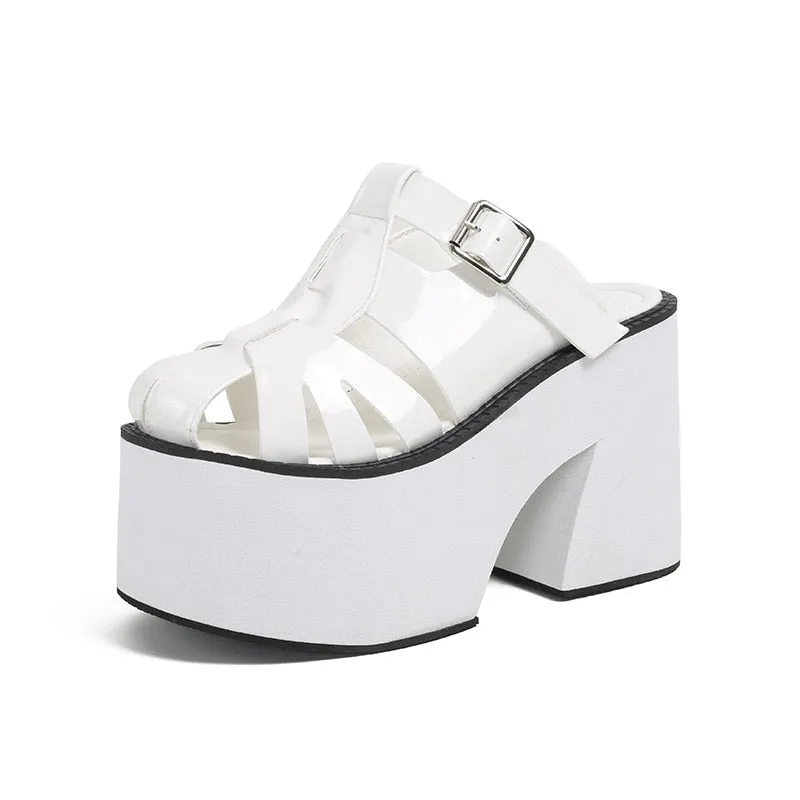 11CM Super High Heels Platform Slippers High Heel Slippers Walking Punk Pumps Fashion Wedges High Heels Platform Woman Shoes