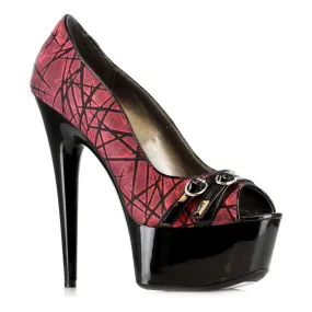 609-WILLOW 6" Peep Toe Stiletto With Buckle Details And Branch Pattern