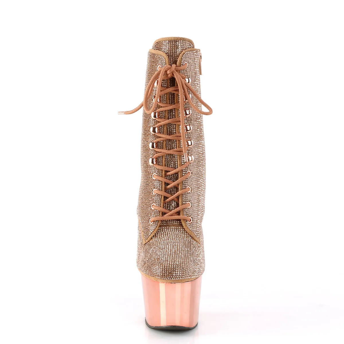 Adore 1020CHRS Rose Gold Rhinestone 7" Heel Platform Ankle Boots
