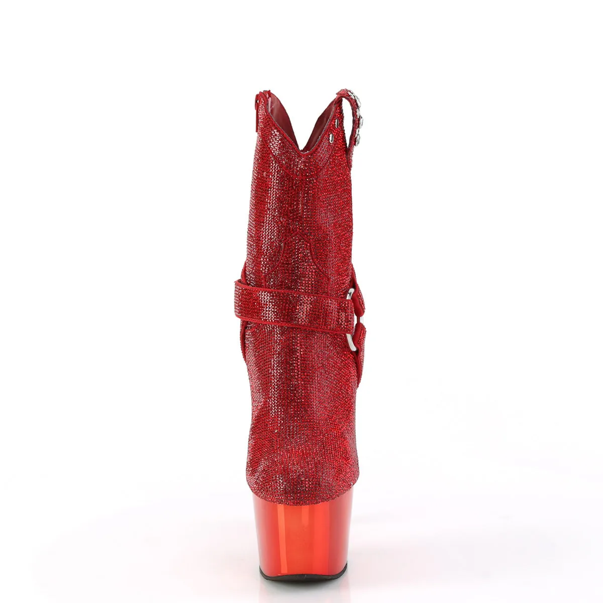 Adore 1029CHRS Red Rhinestone 7" Heel Platform Western Cowgirl Ankle Boots -Direct