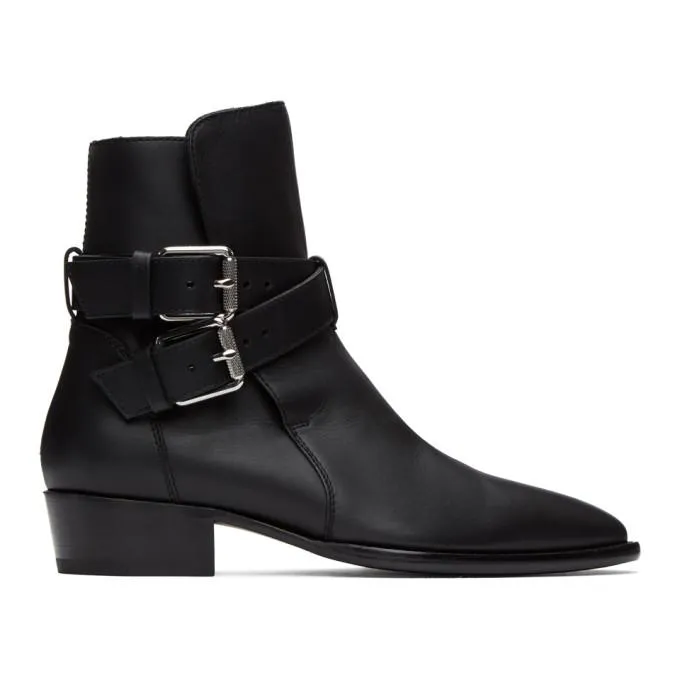 AMIRI Black Two-Buckle Boots