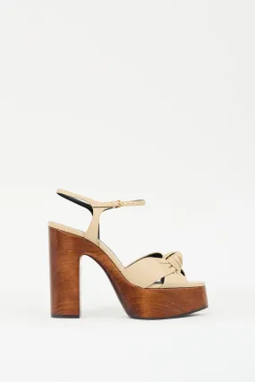 Beige Leather Bianca Knotted Platform Heel