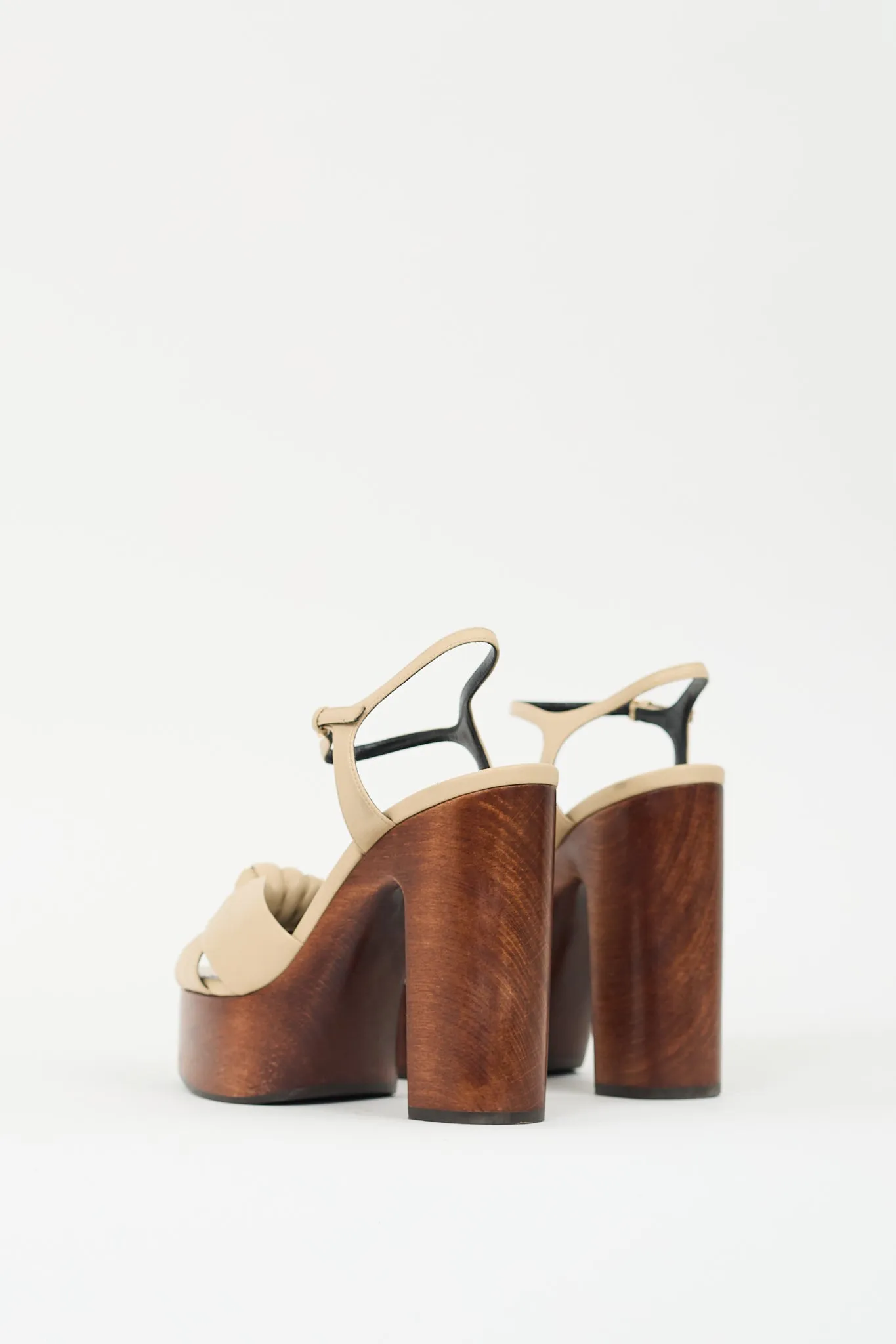 Beige Leather Bianca Knotted Platform Heel