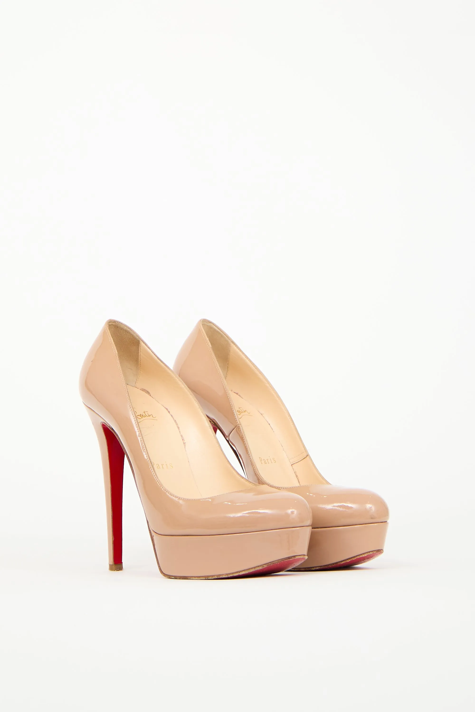 Beige Patent Bianca Platform Pump