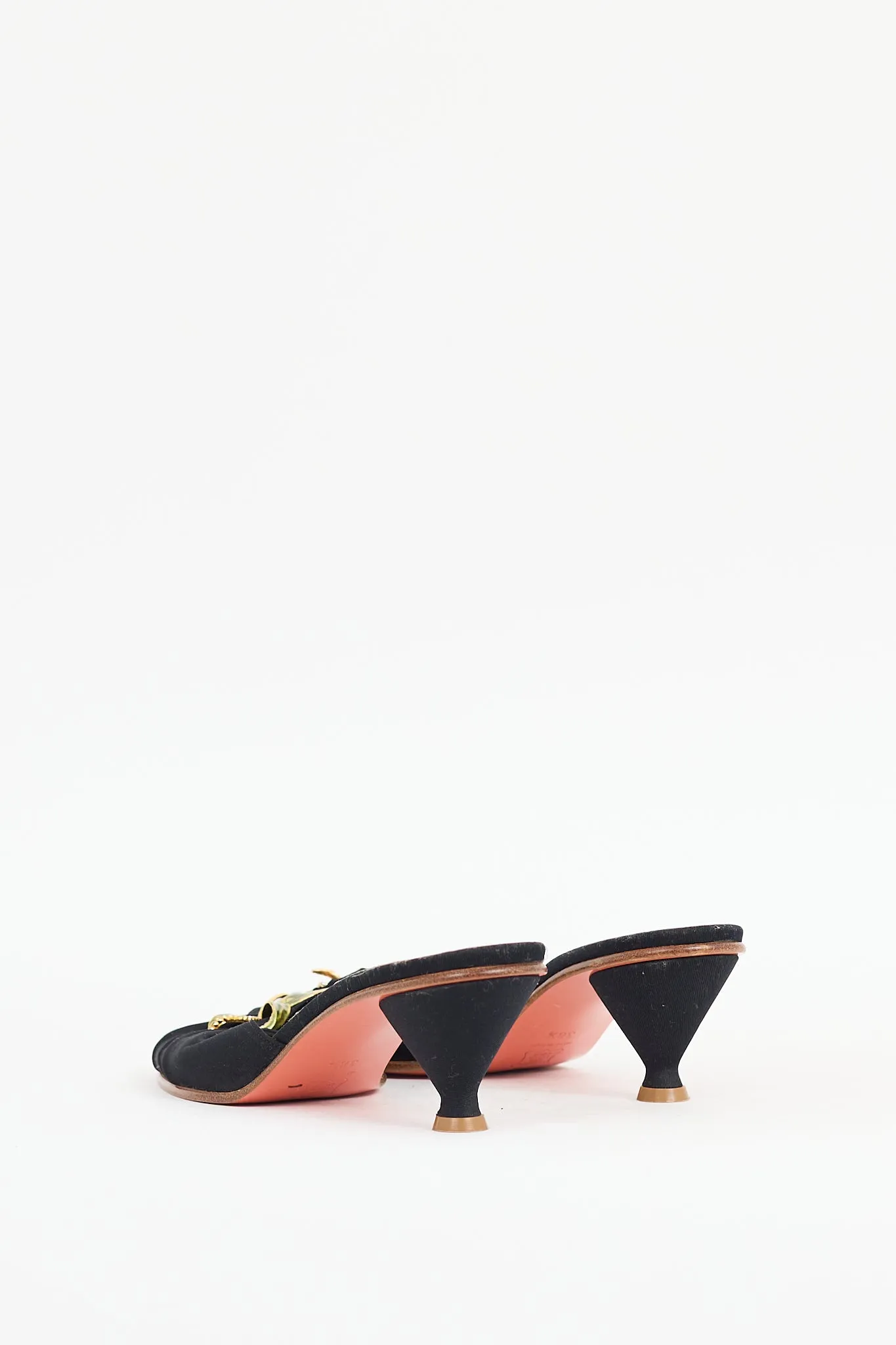 Black & Multicolour Satin Jewel Mule