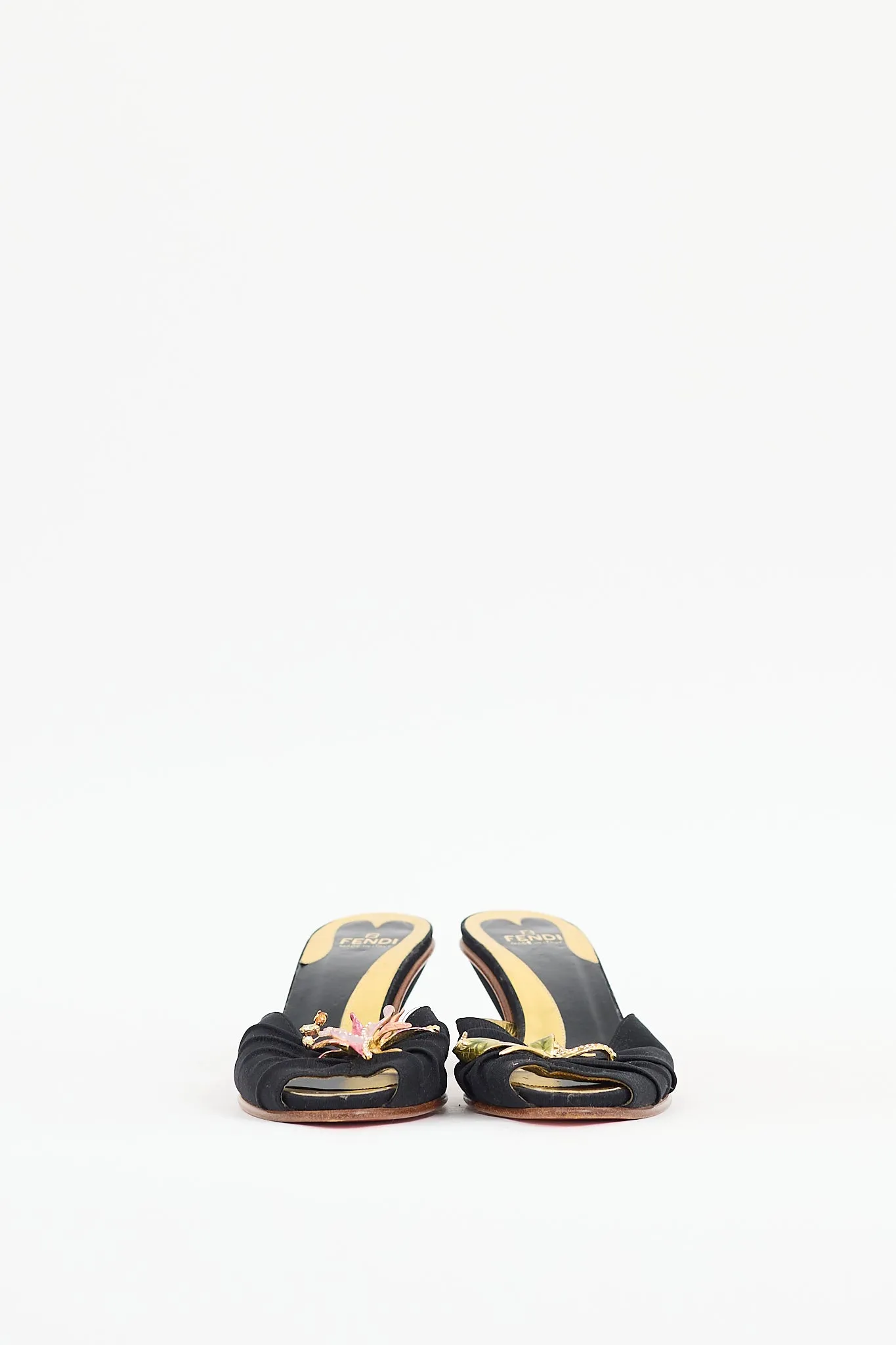 Black & Multicolour Satin Jewel Mule