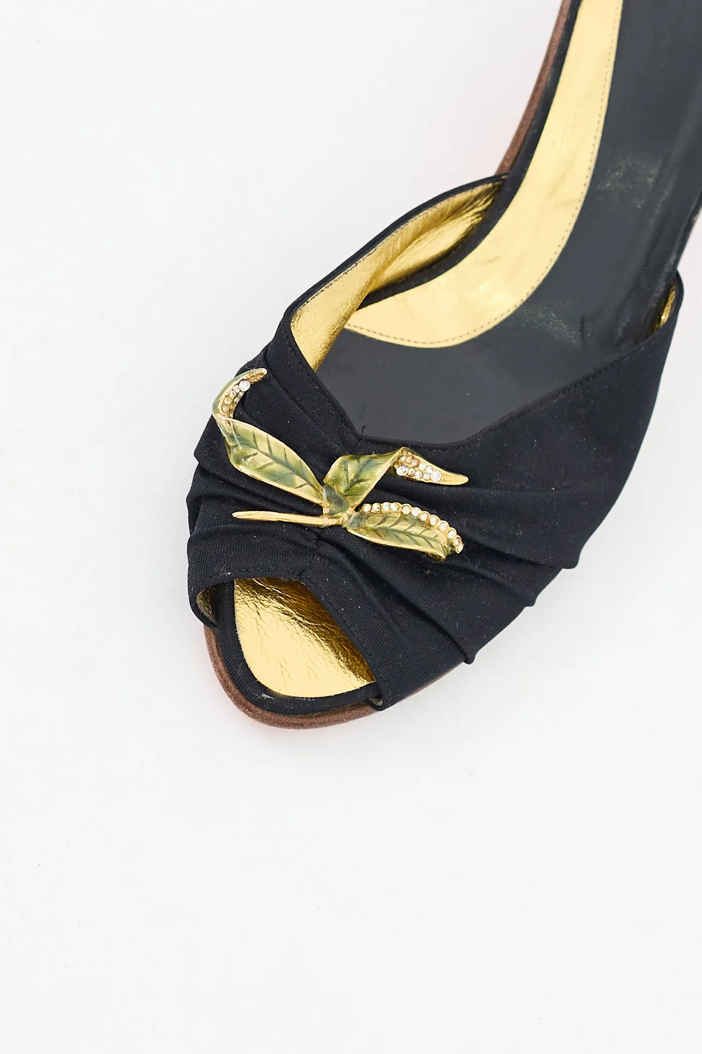 Black & Multicolour Satin Jewel Mule