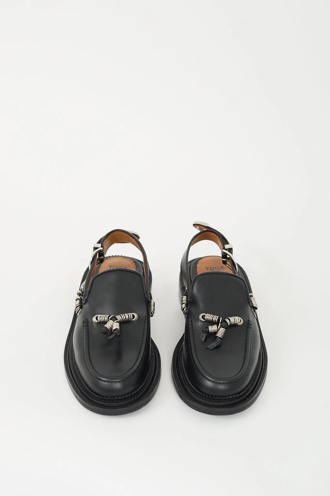 Black Leather Slingback Mule