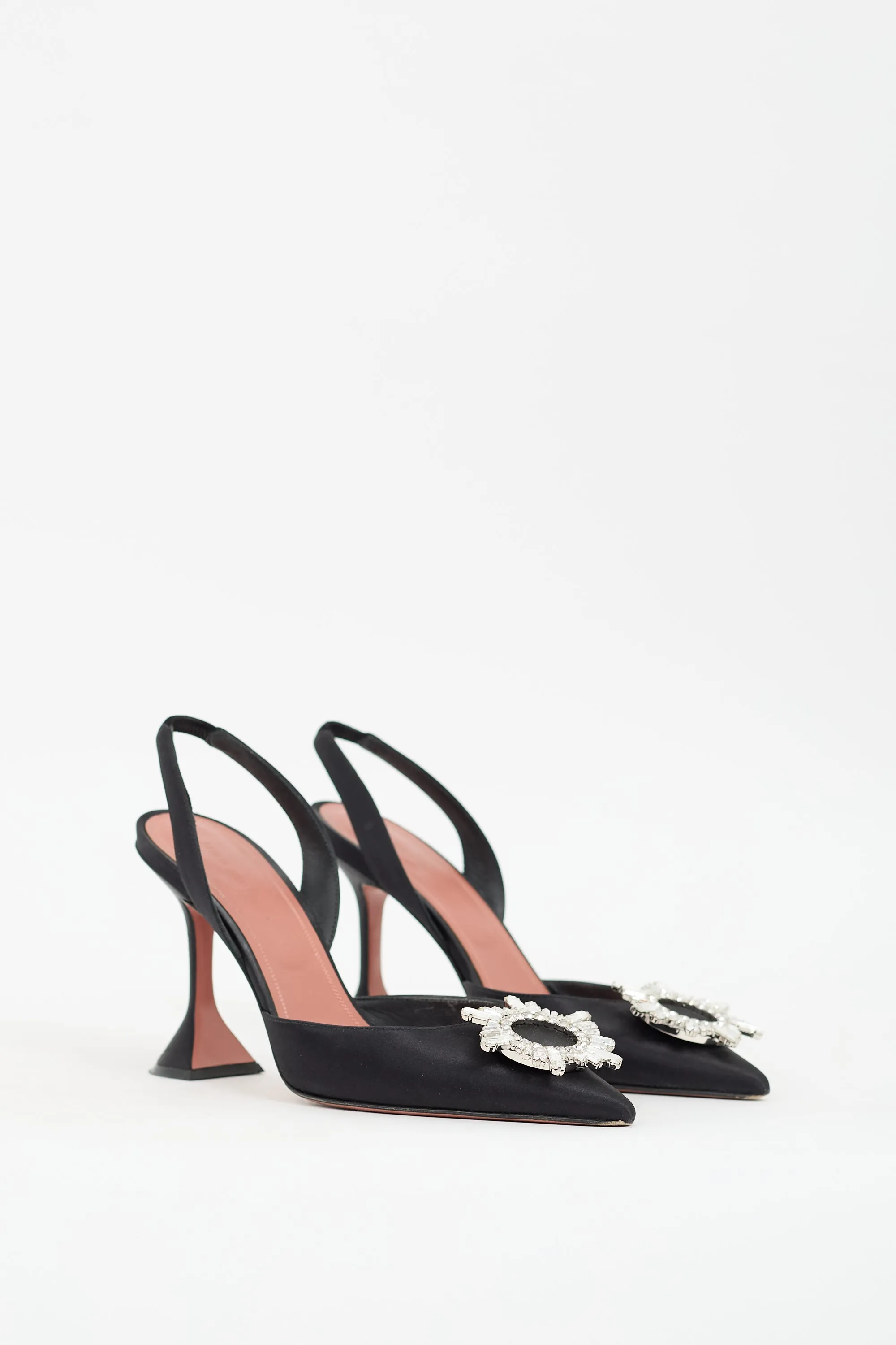 Black Satin Begum Slingback Pump