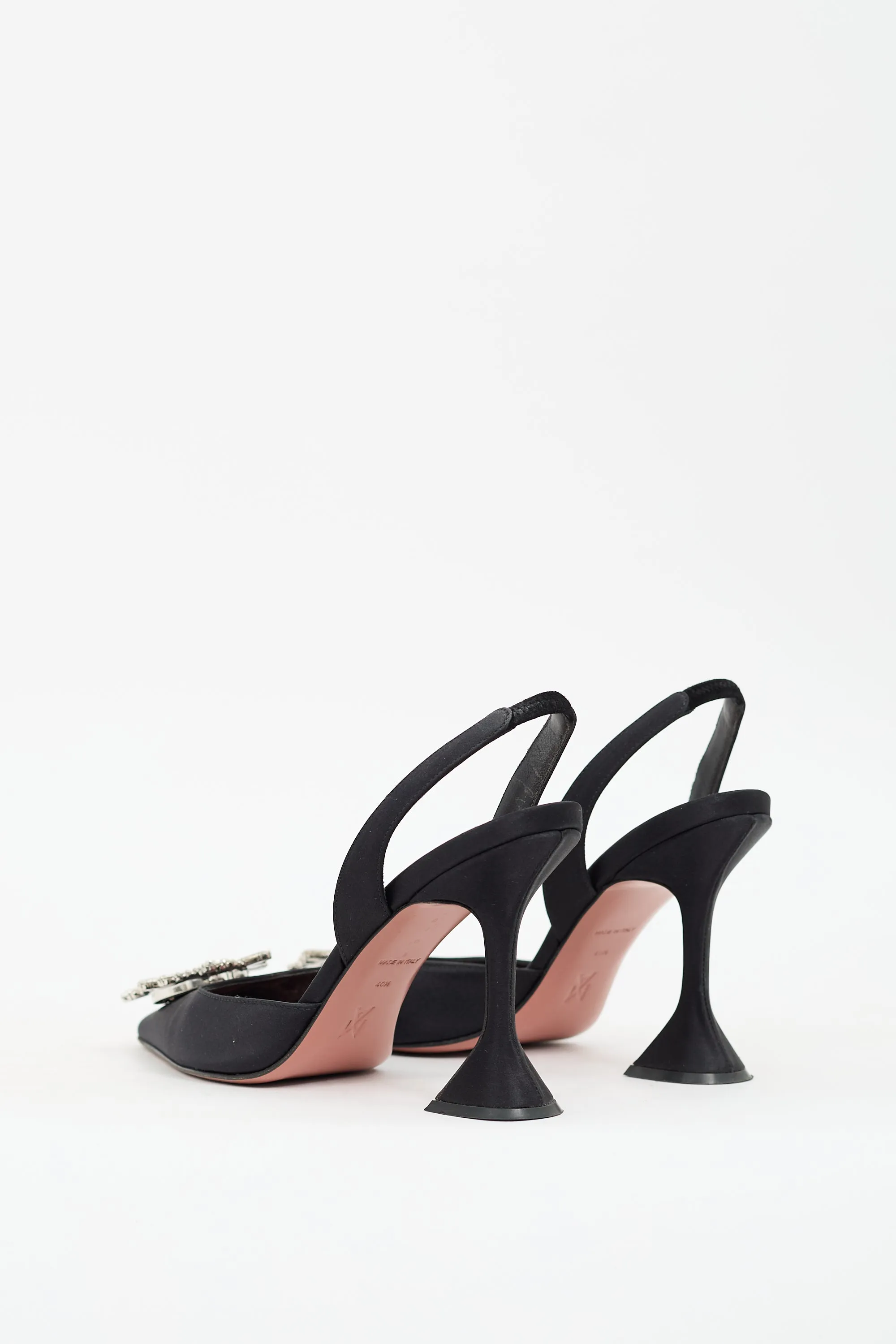 Black Satin Begum Slingback Pump