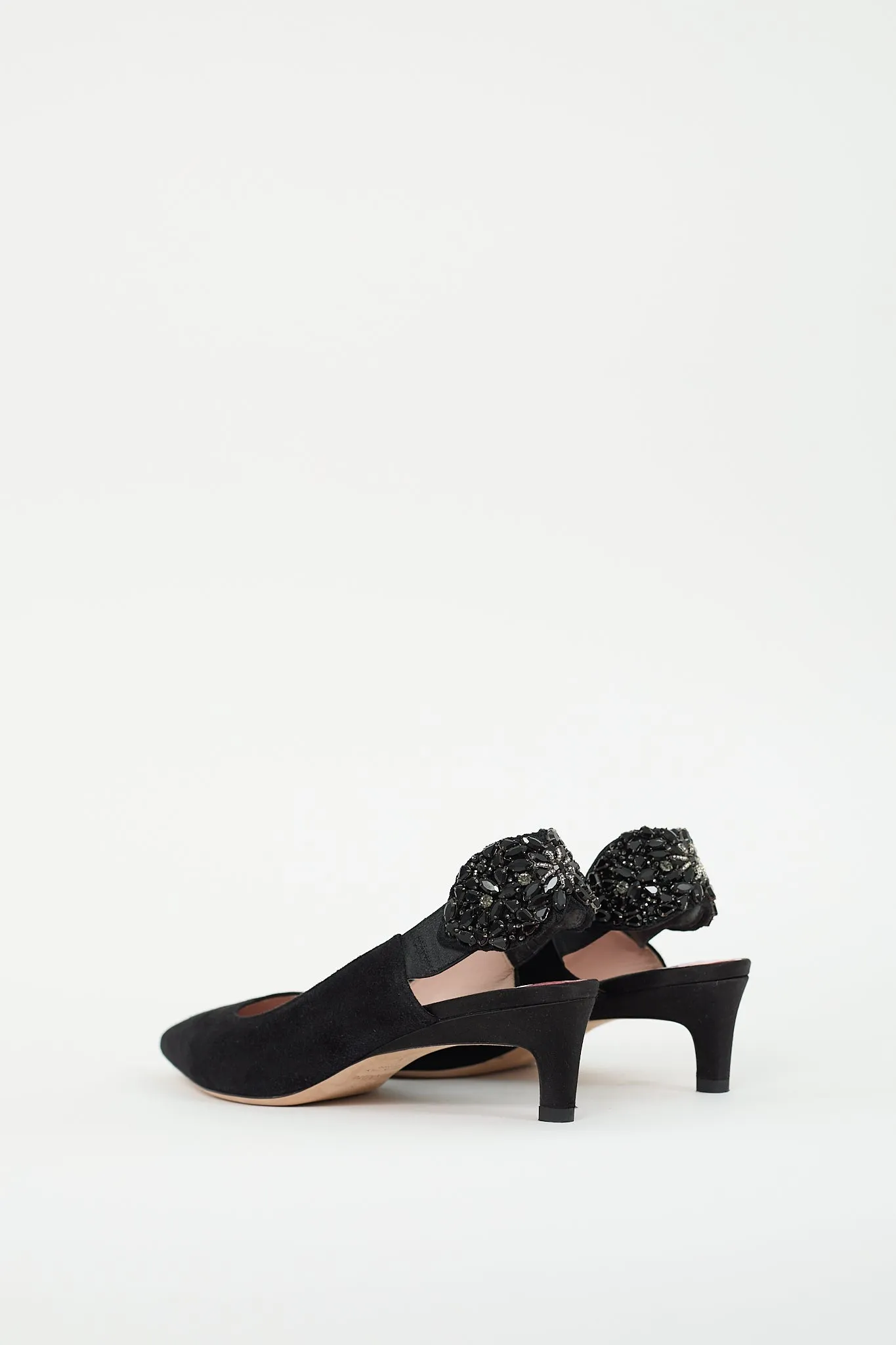 Black Suede Embellished Slingback Pump