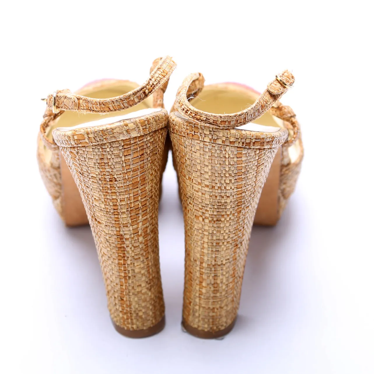 Cap Toe Raffia Slingback Pumps Size 39