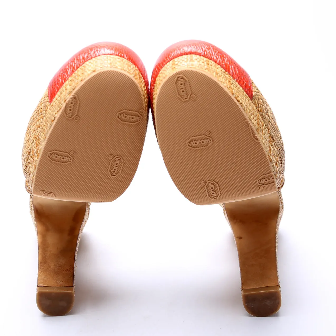 Cap Toe Raffia Slingback Pumps Size 39