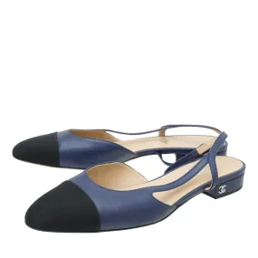 Chanel Bicolor CC Cap Toe Slingback 37.5