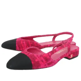Chanel Bicolor CC Cap Toe Tweed Slingback 36.5