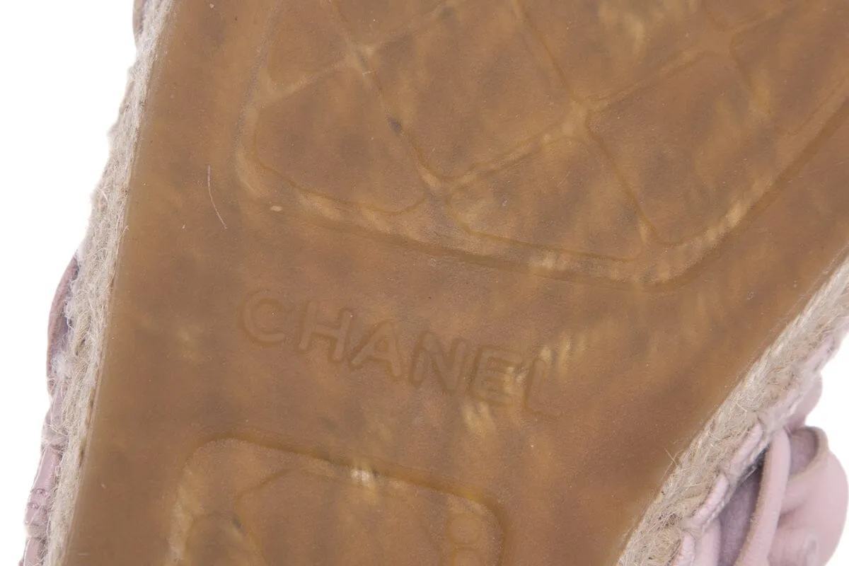 Chanel Blush Camellia Detail Espadrille SZ 41