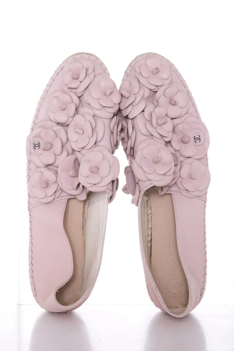Chanel Blush Camellia Detail Espadrille SZ 41