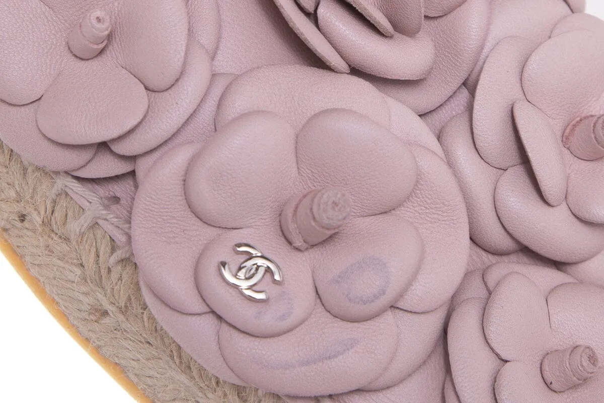 Chanel Blush Camellia Detail Espadrille SZ 41