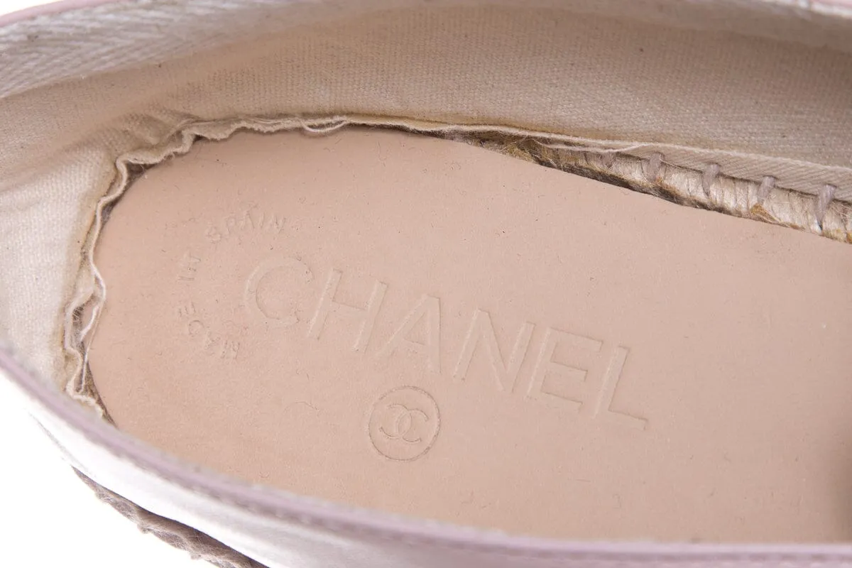 Chanel Blush Camellia Detail Espadrille SZ 41