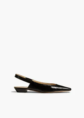 Colin Slingback Flat in Black Leather