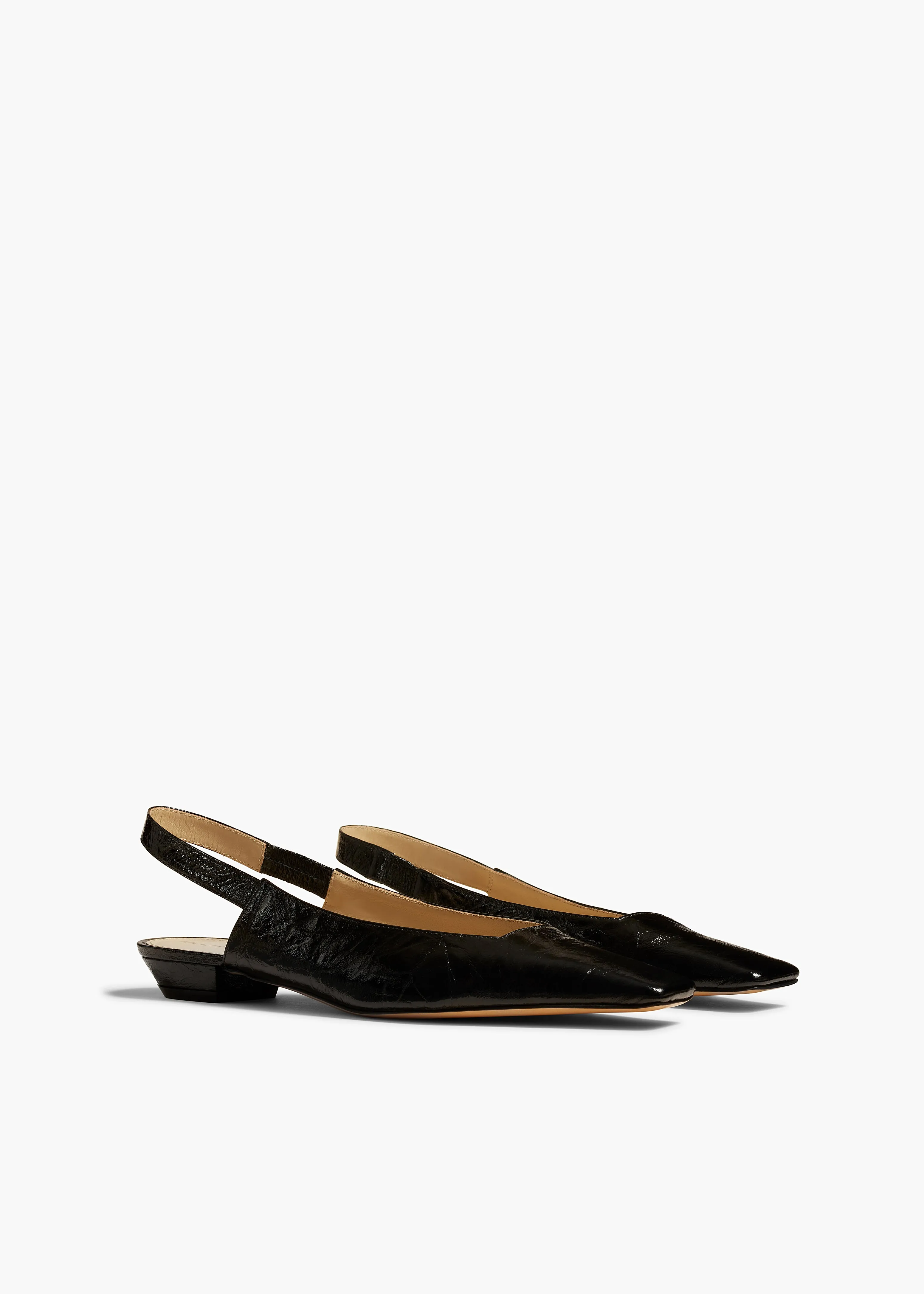 Colin Slingback Flat in Black Leather