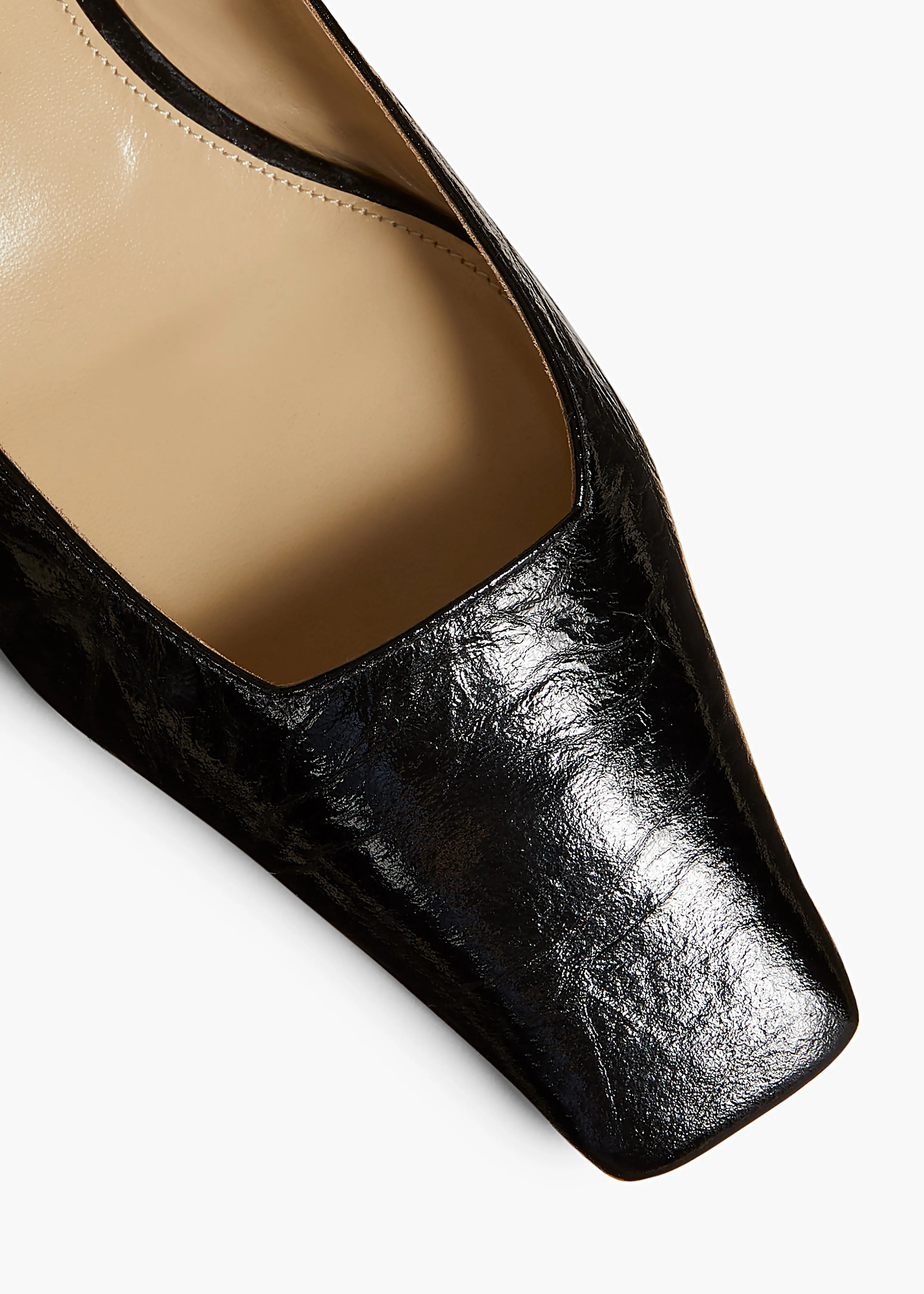 Colin Slingback Flat in Black Leather