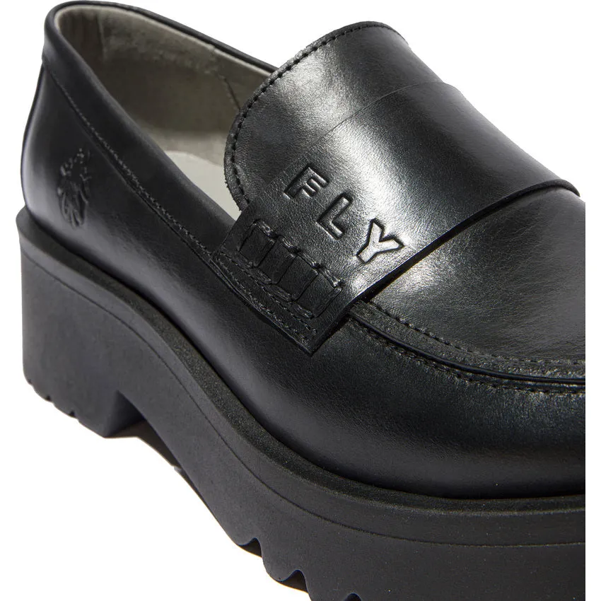 Fly London Women's MAUS791FLY Leather Loafer Shoes Black