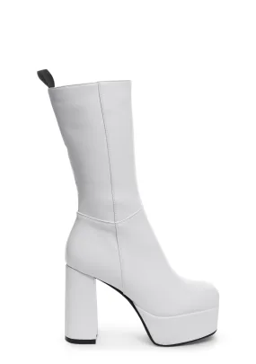 Going Under Platform Boots- White