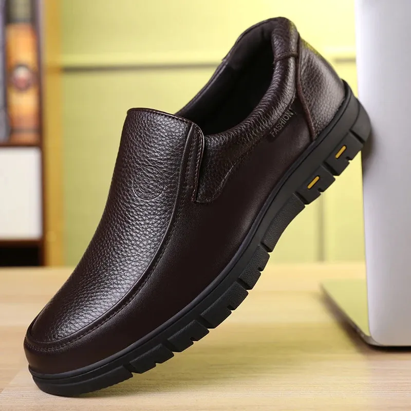 High-Quality Leather Men’s Casual Shoes - Italian Luxury Brand Loafers, Breathable Formal Dress Shoes, Slip-On Driving Shoes