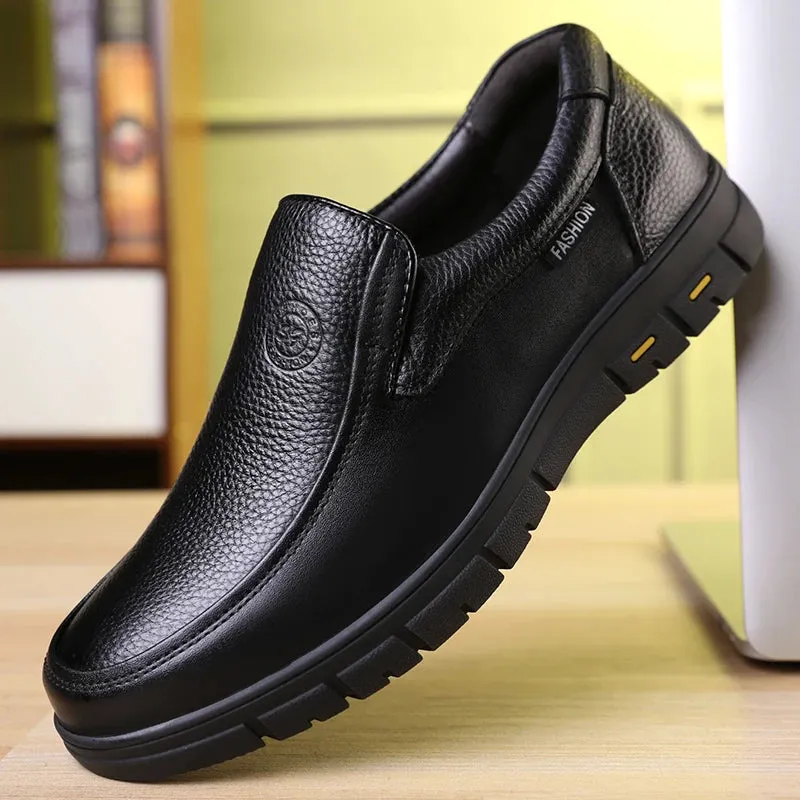 High-Quality Leather Men’s Casual Shoes - Italian Luxury Brand Loafers, Breathable Formal Dress Shoes, Slip-On Driving Shoes