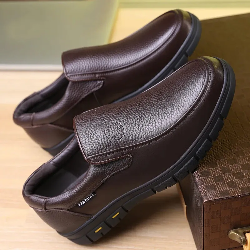 High-Quality Leather Men’s Casual Shoes - Italian Luxury Brand Loafers, Breathable Formal Dress Shoes, Slip-On Driving Shoes