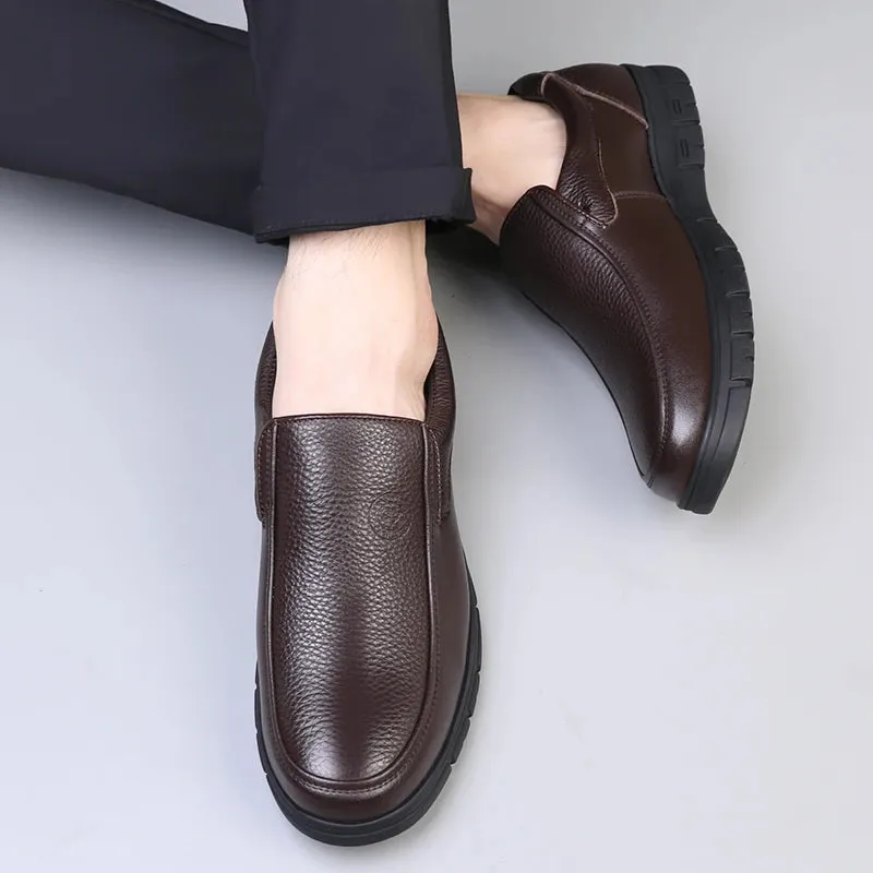 High-Quality Leather Men’s Casual Shoes - Italian Luxury Brand Loafers, Breathable Formal Dress Shoes, Slip-On Driving Shoes