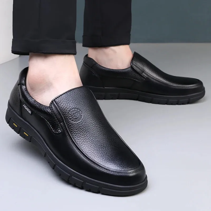 High-Quality Leather Men’s Casual Shoes - Italian Luxury Brand Loafers, Breathable Formal Dress Shoes, Slip-On Driving Shoes