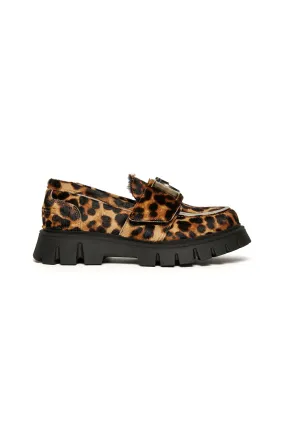 Leopard print leather loafers