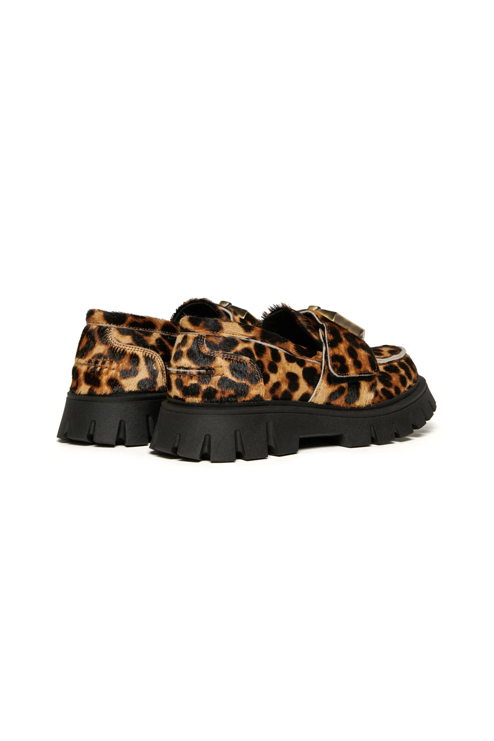 Leopard print leather loafers