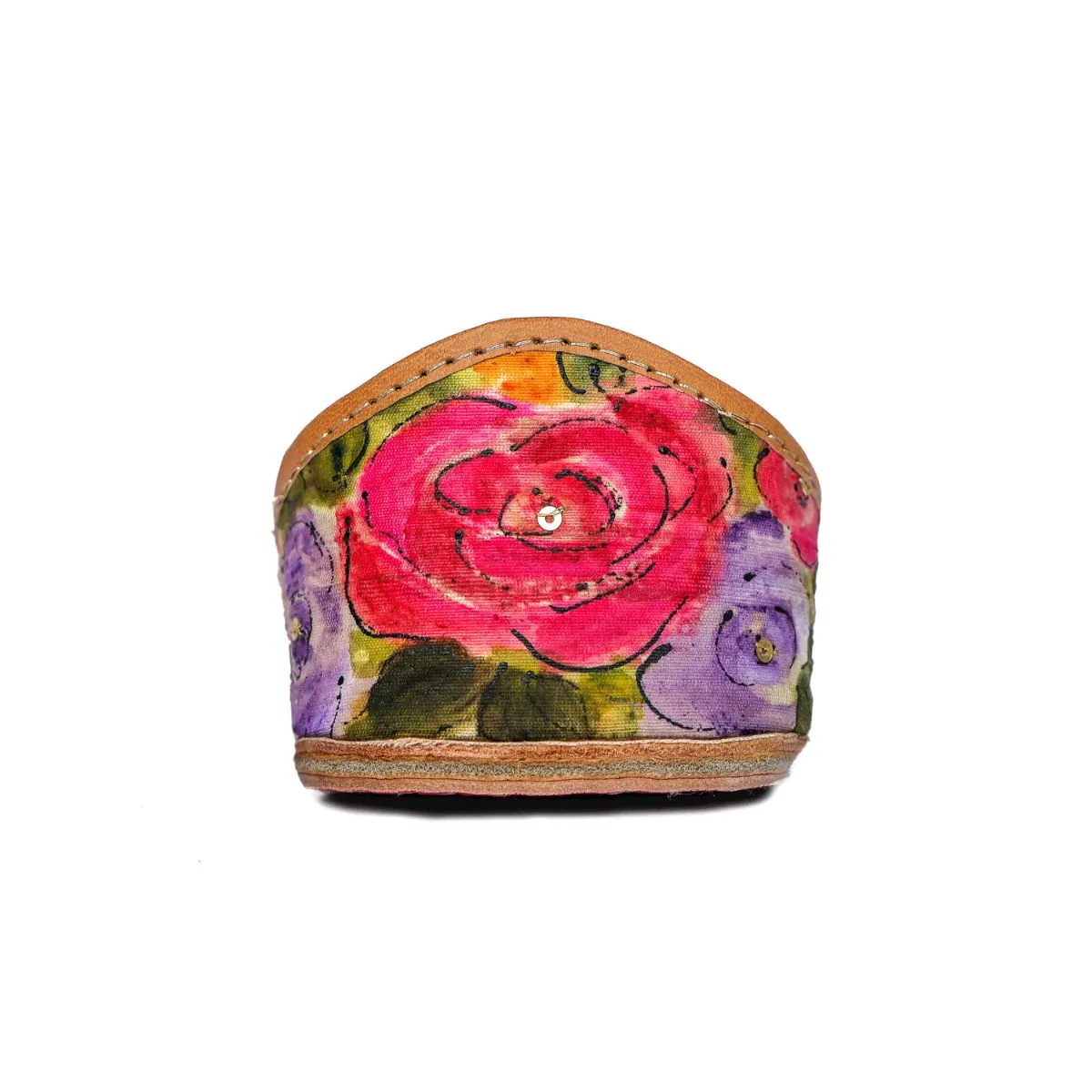 Rose Hand-Painted Raw Silk Women Jutti | Hand Embroidered | Rose Pink