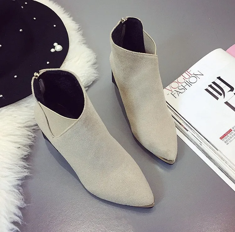 Women's Autumn/Winter PU Leather Square-Heeled Ankle Boots With Metal Decorations