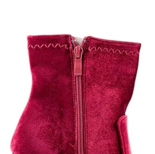 Women's Autumn/Winter Square-Heeled Velvet Ankle Boots
