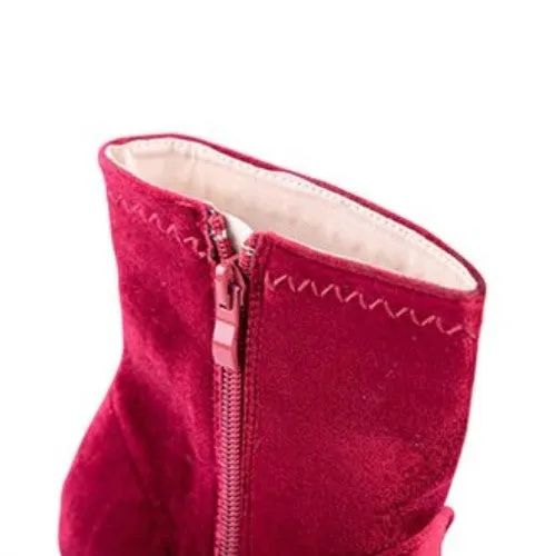 Women's Autumn/Winter Square-Heeled Velvet Ankle Boots